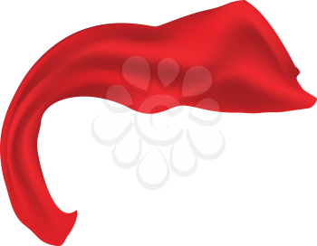 Smooth elegant red satin scarf illustration on white background.