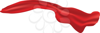 Smooth elegant red satin scarf illustration on white background.