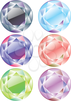 Collection of shiny diamonds in different colors.