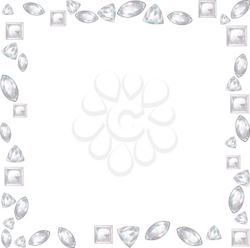 Gemstone illustration, diamond in different shapes design over white background.