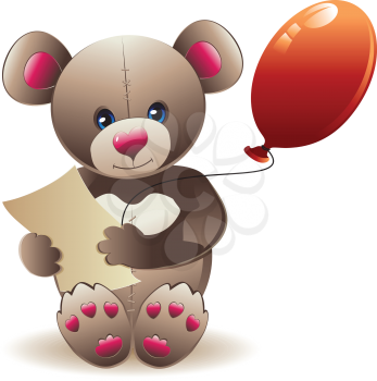 Cute brown teddy bear, cartoon happy bear illustration.