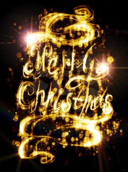 Decorative merry Christmas greetings, bright light painted abstraction.
