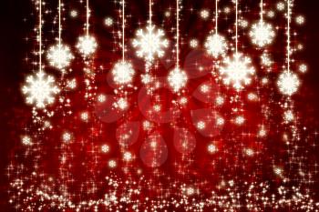 Abstract red background with snowflakes texture