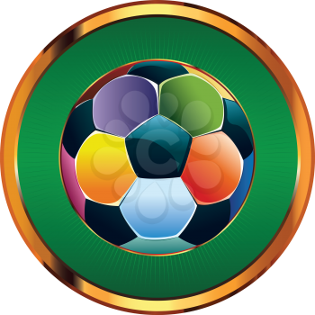 Multicolored soccer (football) ball icon on white background.