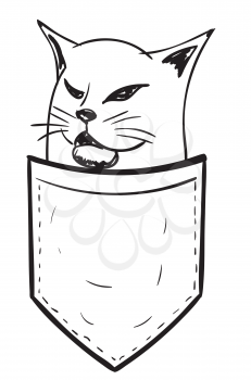Cute doodle style cat in a pocket design.