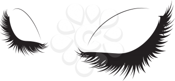 Line art of closed eye with long eyelashes design.
