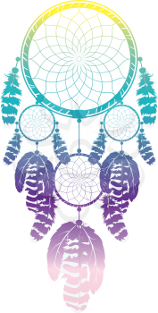 Decorative dream catcher colorful illustration, native american design.