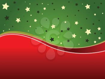 Illustration of Christmas background with green and red ribbons.
