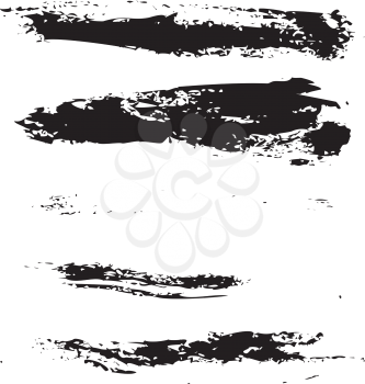 Set of grunge black brush strokes on white background.