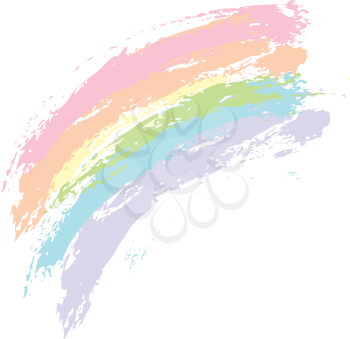 Rainbow color grunge brush strokes on white background.