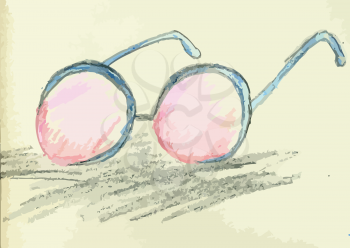 Colorful sketch of stylized sunglasses, hand drawn illustration.
