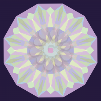 Decorative round iridescent background made of polygons.