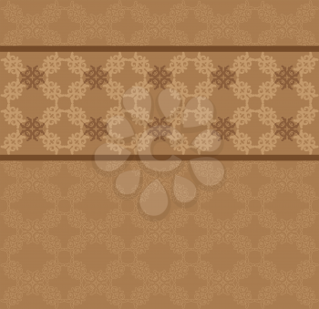 Illustration of brown floral lace pattern texture background.