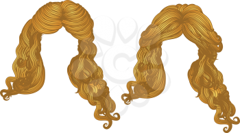 Illustration of hand drawn curly hair style of yellow color.