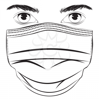 Abstract male eyes with disposable face mask illustration design.