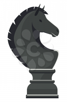 Black single cartoon chess piece horse illustration.