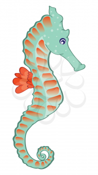 Abstract cartoon underwater animal, colorful seahorse illustration.