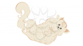 Cute cartoon white cat, abstract kawaii kitty design illustration.