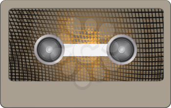 Abstract styled retro cassette icon on white background.