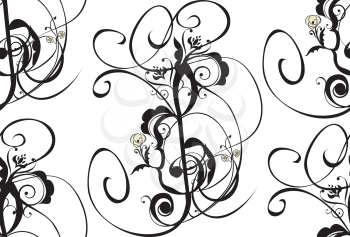 Abstract musical background with music notes and floral.