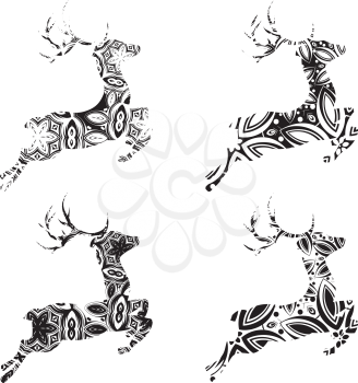 Celebration background with decorative ornamental deer silhouette.