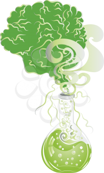 Laboratory glass flask design with liquid illustration.