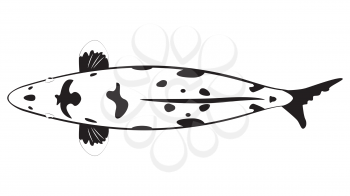 Decorative japanese fish koi carp in black and white illustration.
