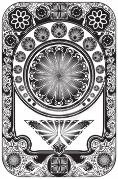 Decorative floral frame in retro style, art nouveau inspired illustration.