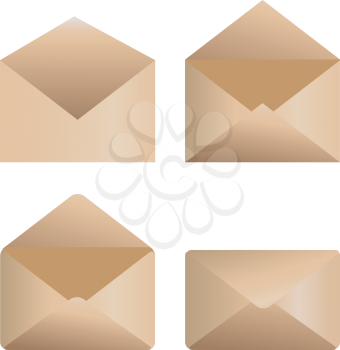 Web icons open and close envelopes on white background.