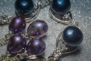 Decorative bracelet made of black fresh water pearls.