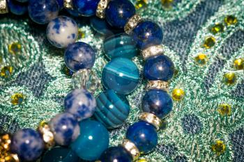 Boho beaded bracelets with blue agate, sodalite and lapis lazuli stones.