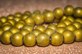 Yellow gold plated hematite round beads, modern jewellery.