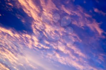 Sky at sunset, sunrise with soft clouds, natural background.
