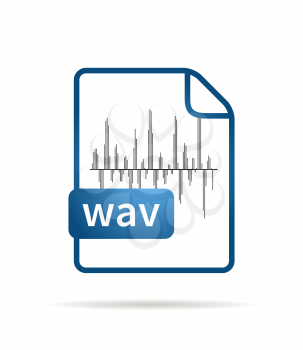 Bright blue file icon with WAV extension on white