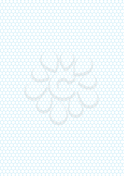 Cyan color hexagon grid on white, a4 size vertical background