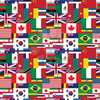 A lot of flags of world sovereign states seamless pattern