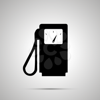 Gas station silhouette, simple black icon with shadow