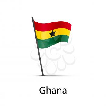 Ghana flag on pole, infographic element isolated on white