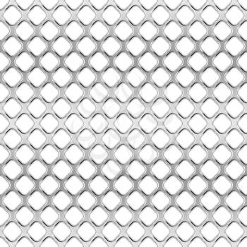 Glossy metal grid with shadow on white, seamless pattern