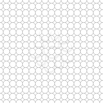 Gray grid made up of five millimeters circles on white, seamless pattern