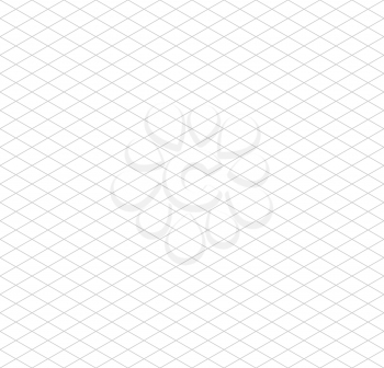 Gray isometric grid on white, seamless pattern