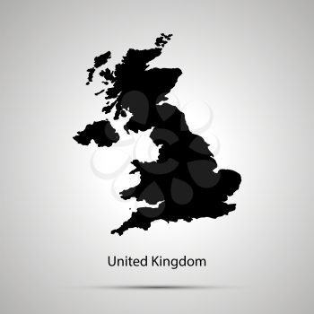 United Kingdom country map, simple black silhouette
