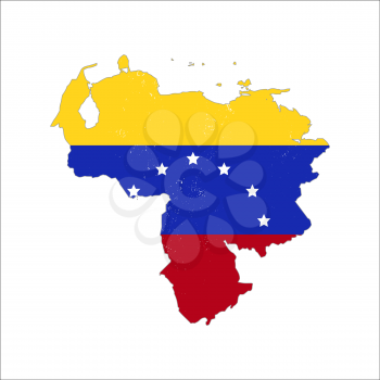 Venezuela country silhouette with flag on background on white