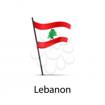 Lebanon flag on pole, infographic element isolated on white