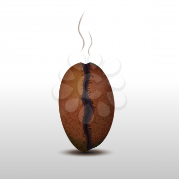 photorealistic coffee bean with smoke isolated on white vector illustration