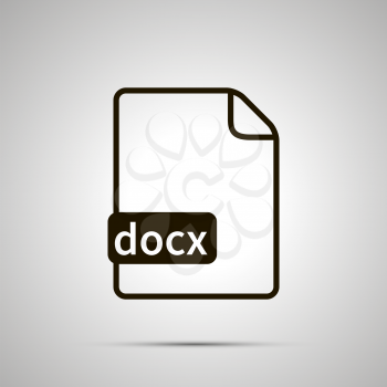 Simple black file icon with docx extension on gray
