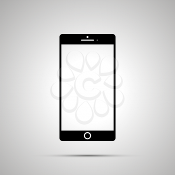 Smartphone silhouette, simple black icon with shadow