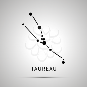 Taureau constellation simple black icon with shadow on gray