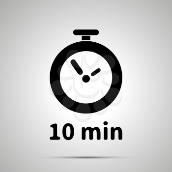 Ten minutes timer simple black icon with shadow