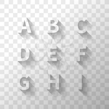 Transparent latin letters with long shadow